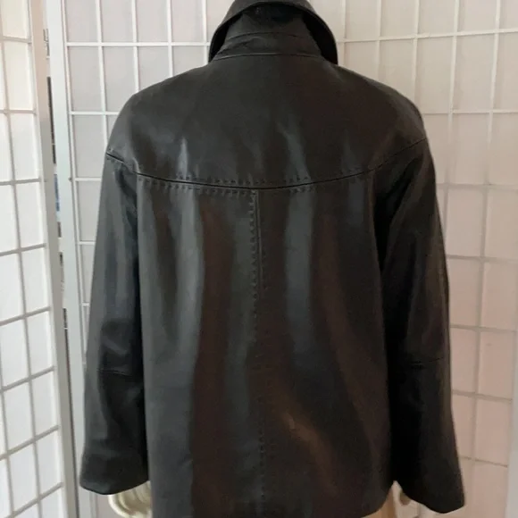 Vintage Soft Black Leather Flared Jacket Sz Small - Picture 4 of 8